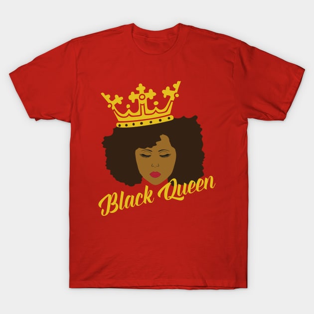 Black Queen With Crown T-Shirt by blackartmattersshop